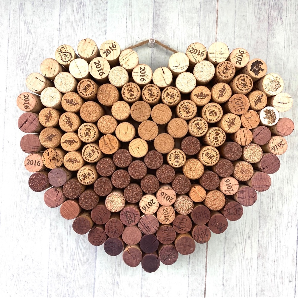 Wine Cork Heart ombré 10x12” wall decor handmade